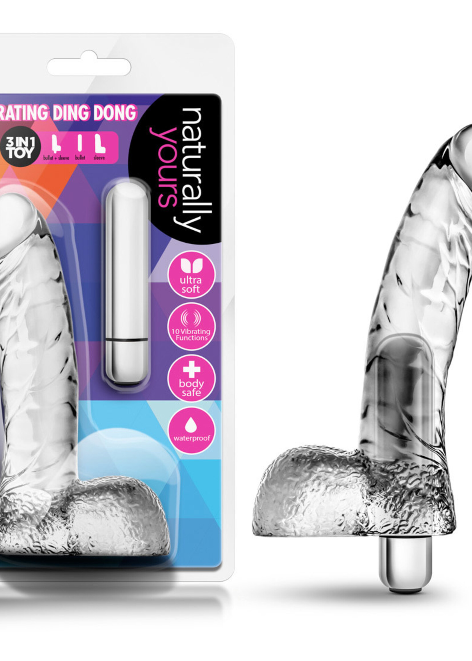 Blush Novelties Naturally Yours - Vibrating Ding Dong - Clear