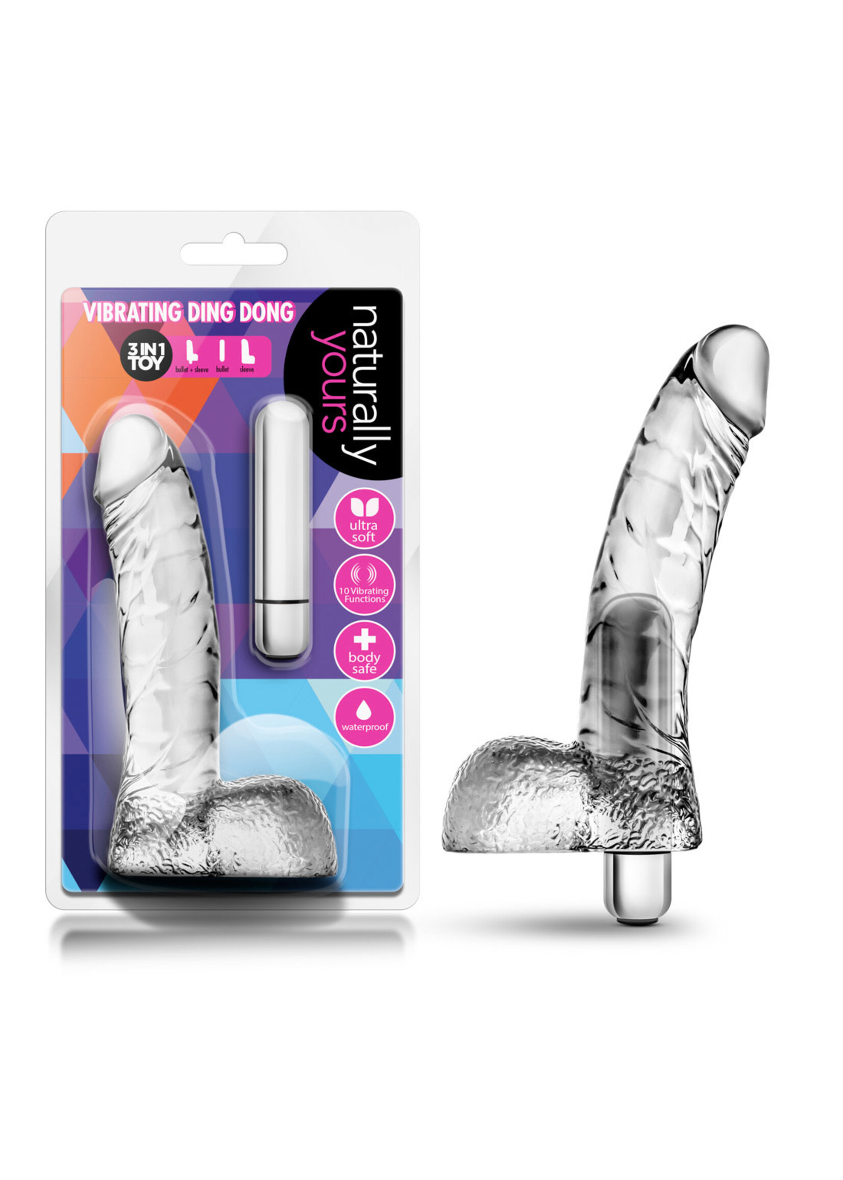 Blush Novelties Naturally Yours - Vibrating Ding Dong - Clear