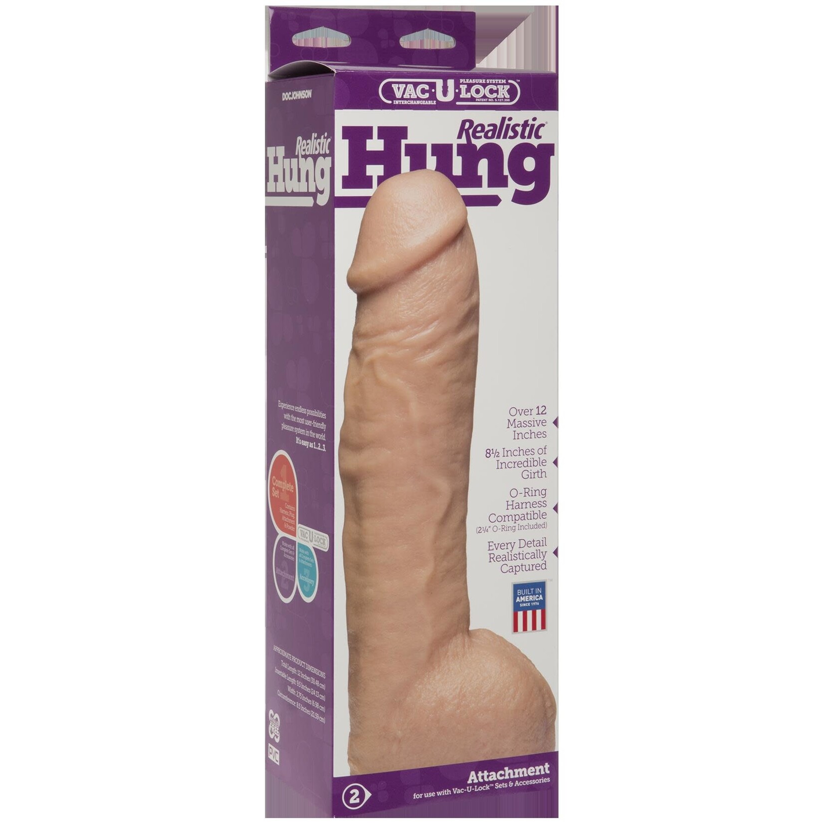 Doc Johnson Vac-U-Lock Realistic Hung - White