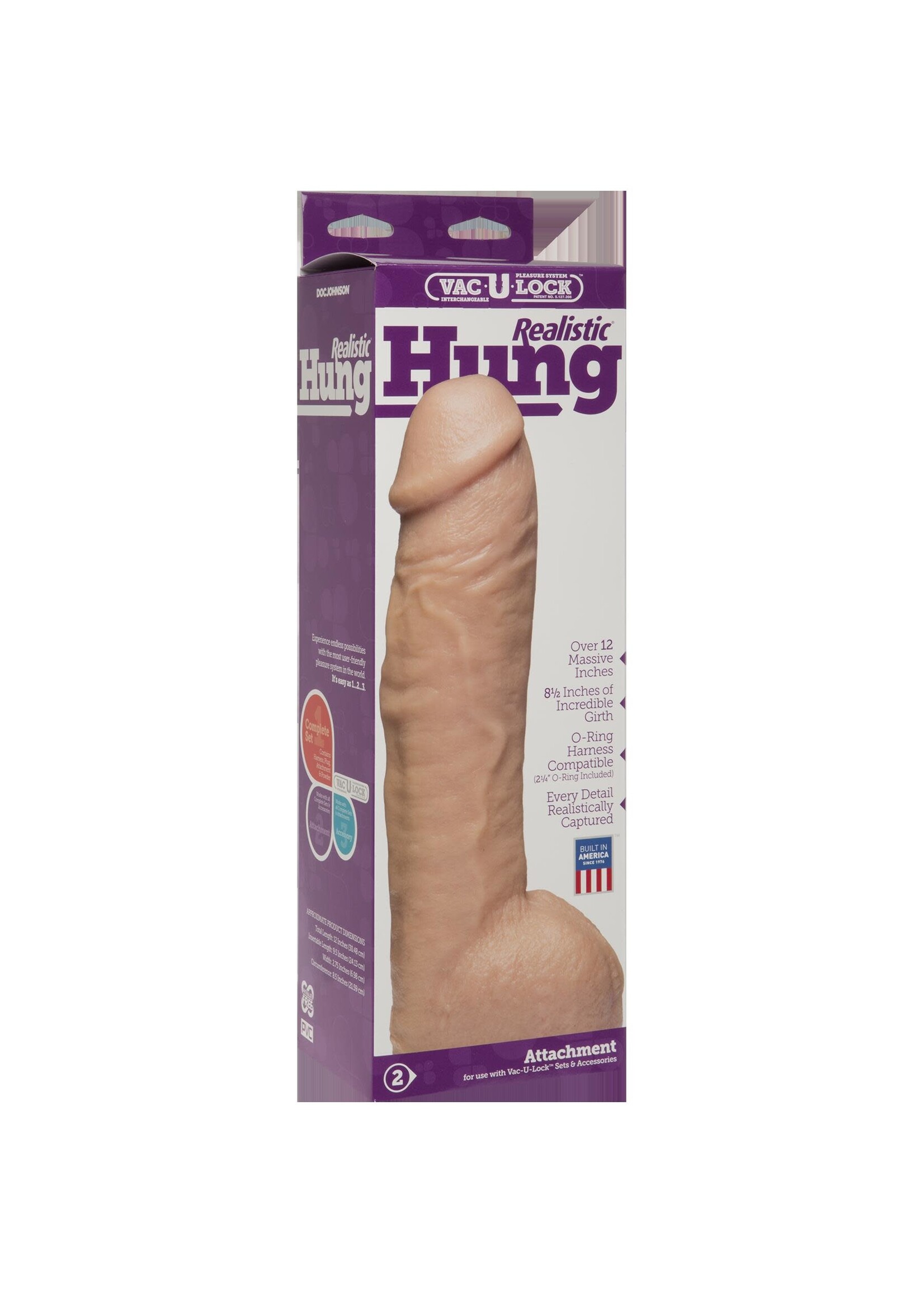 Doc Johnson Vac-U-Lock Realistic Hung - White