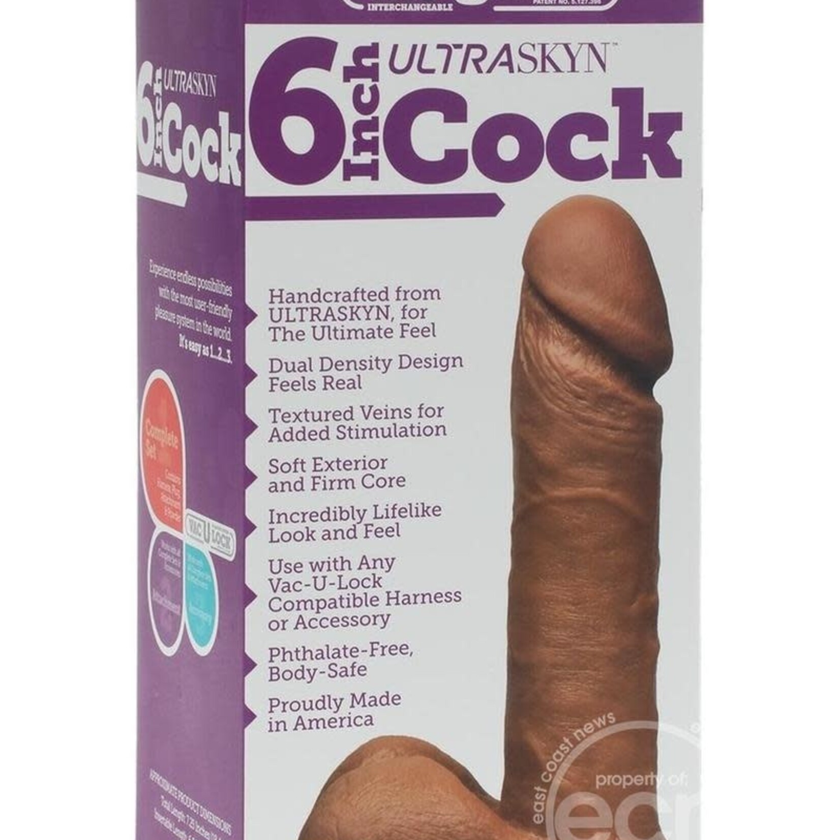 Doc Johnson Vac-U-Lock 6-Inch Ur3 Cock - Brown