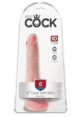 Pipedream King Cock 6" Cock With Balls - Light