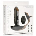 XR Brands Thunder Plugs Thunder Plugs Rechargeable 10X Thrusting Silicone Vibrator with Cock & Ball Strap - Black