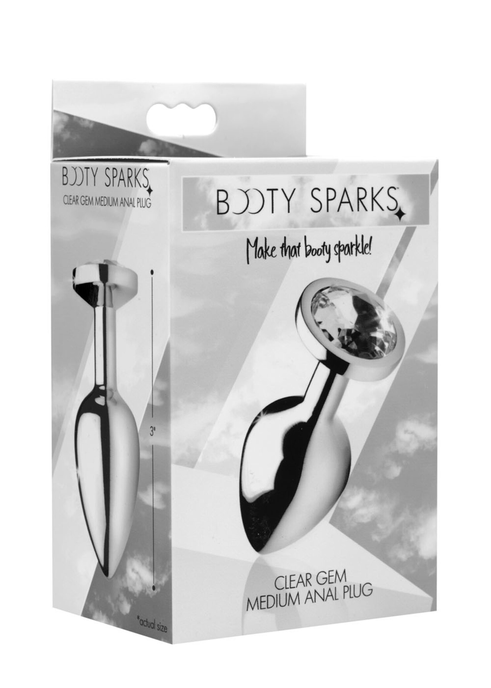 XR Brands Booty Sparks Clear Gem Anal Plug - Medium