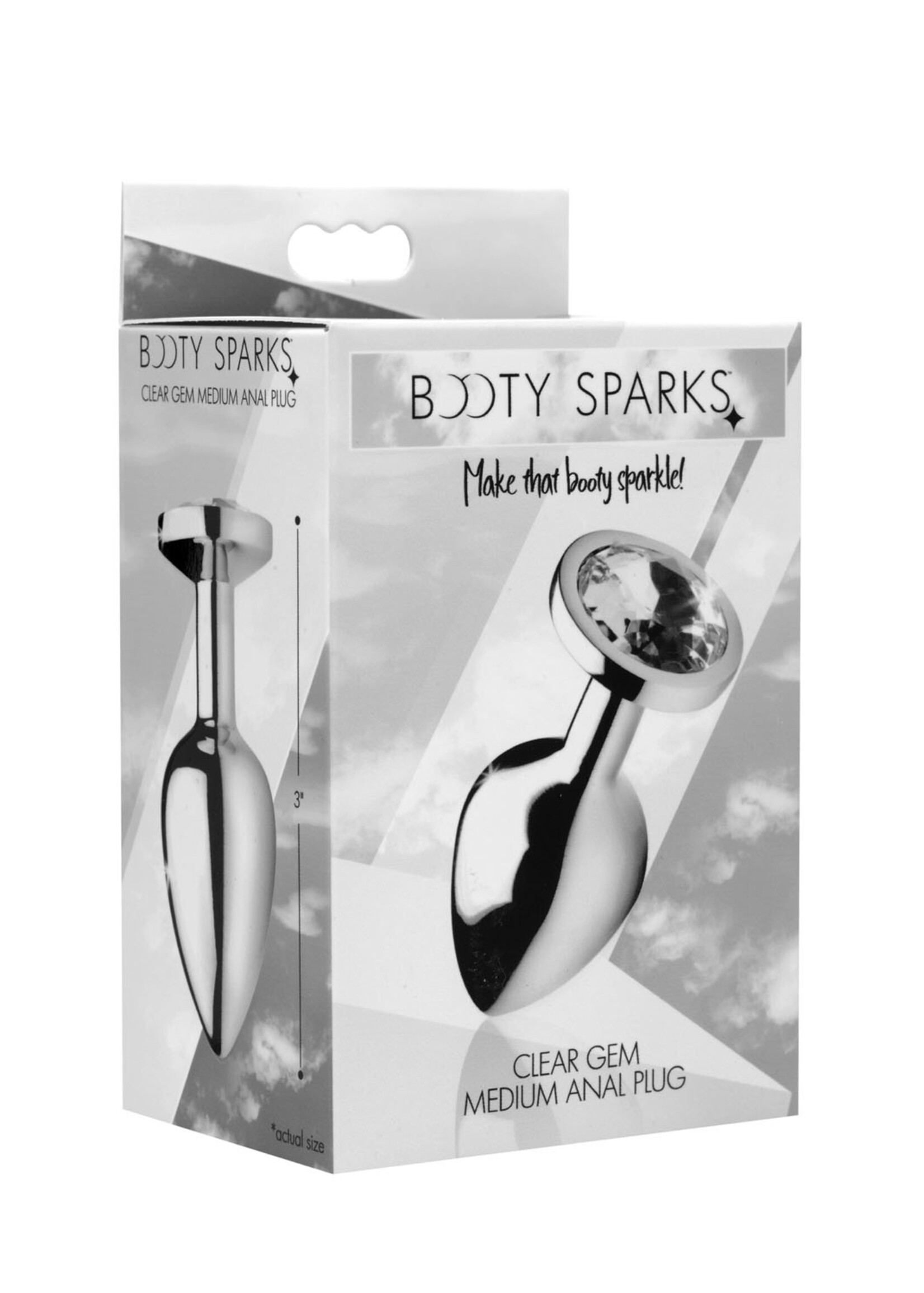 XR Brands Booty Sparks Clear Gem Anal Plug - Medium