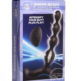 XR Brands Zeus Electrosex Zeus Shock Beads 80X Vibrating & E-Stim Rechargeable Silicone Anal Beads with Remote Control