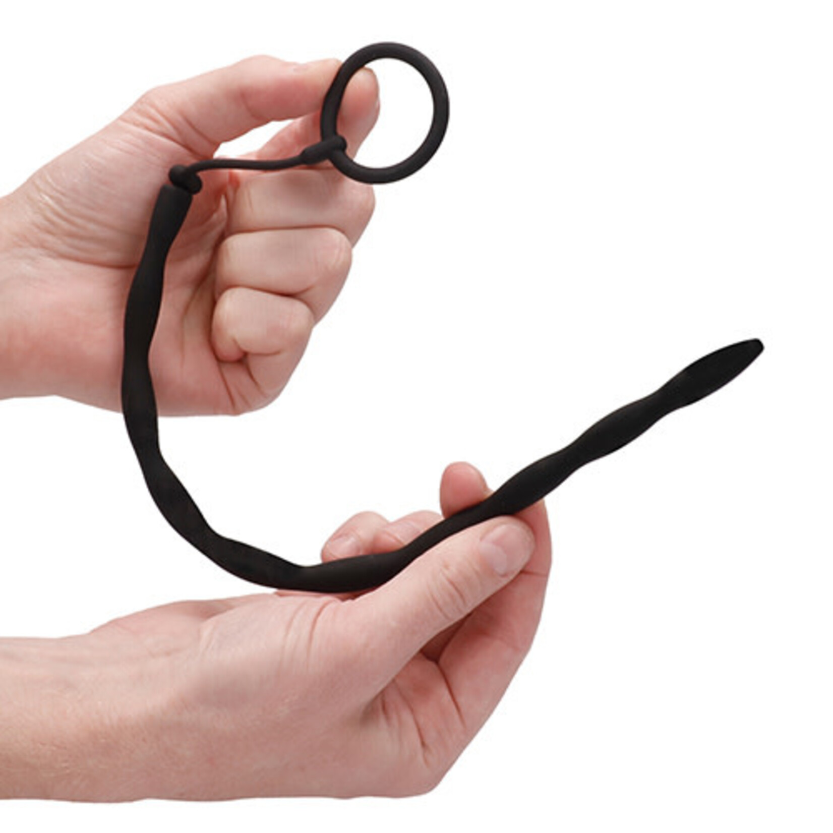 Shots Ouch! Shots Ouch Urethral Sounding Silicone Plug & Cock Ring Set - Black