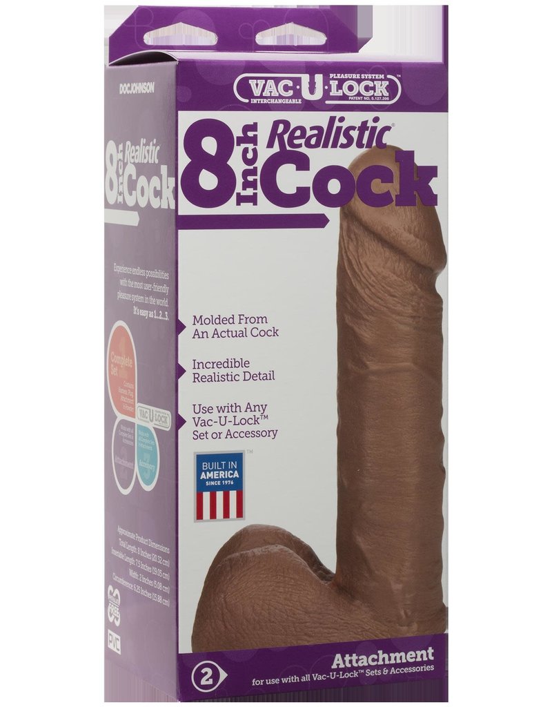 Doc Johnson Vac-U-Lock 8-Inch Realistic Cock - Brown