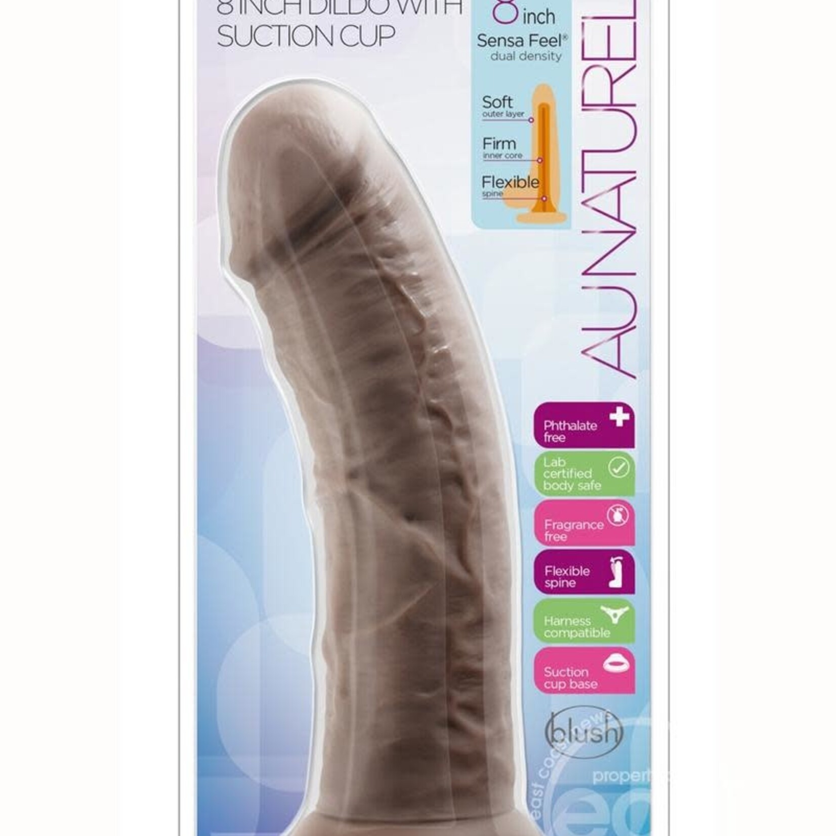 Blush Novelties Au Naturel Dildo with Suction Cup 8in