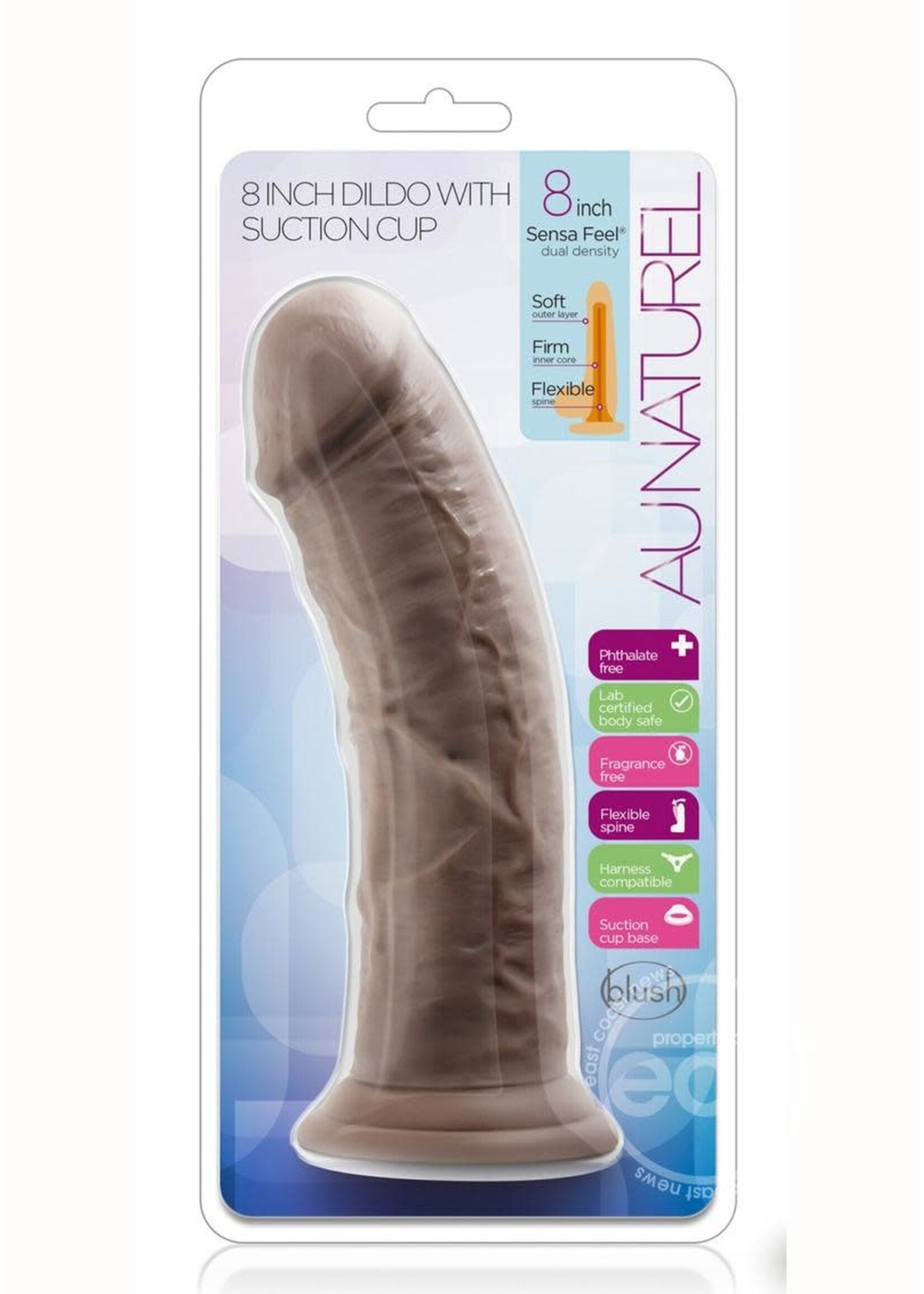 Blush Novelties Au Naturel Dildo with Suction Cup 8in