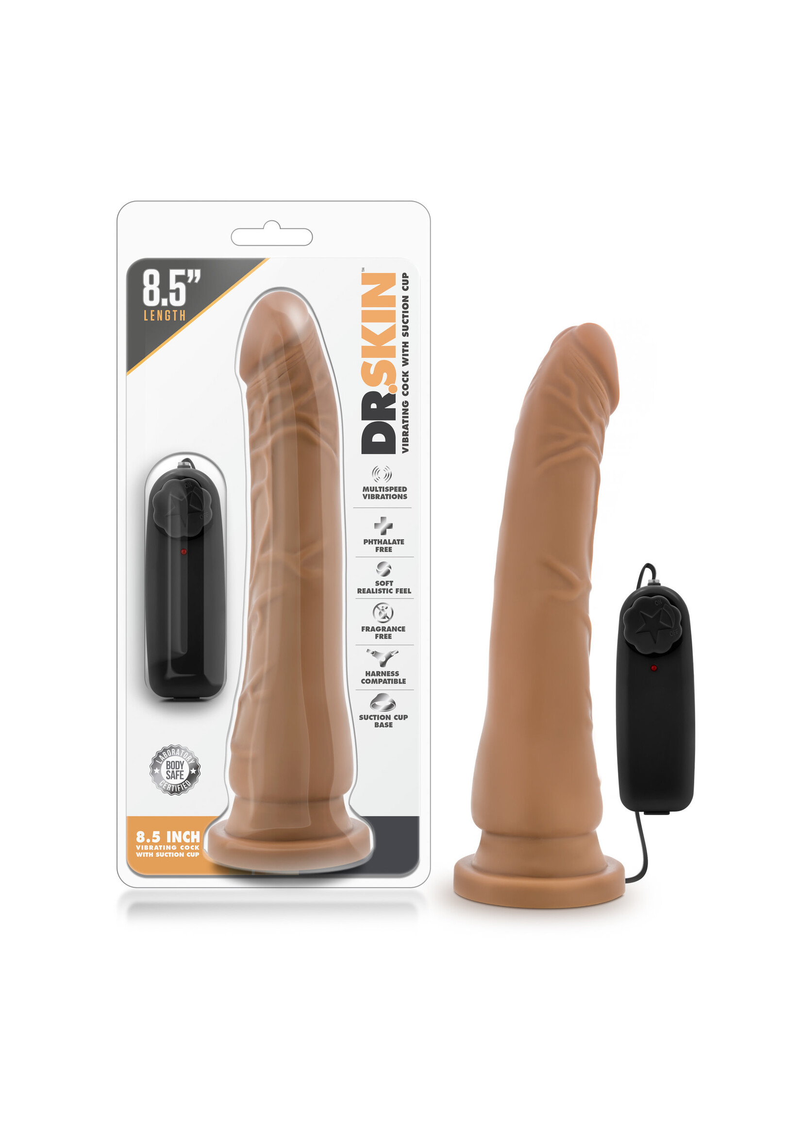 Blush Novelties Dr. Skin - 8.5 Inch Vibrating Realistic Cock With Suction Cup - Mocha