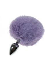Touch of Fur Lavender Rabbit Fur Bunny Tail on Medium Stainless Steel Plug