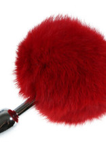 Touch of Fur Red Rabbit Fur Bunny Tail on Small Stainless Steel Plug