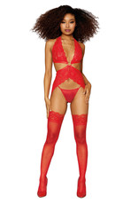Dreamgirl Garter Slip and G-String - One Size - Lipstick Red