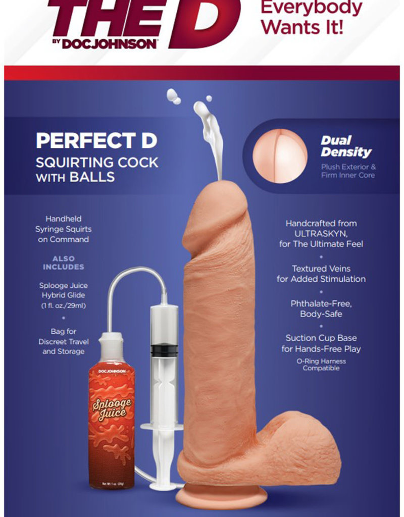 Doc Johnson The D 8" Perfect D Squirting w/Balls - Vanilla