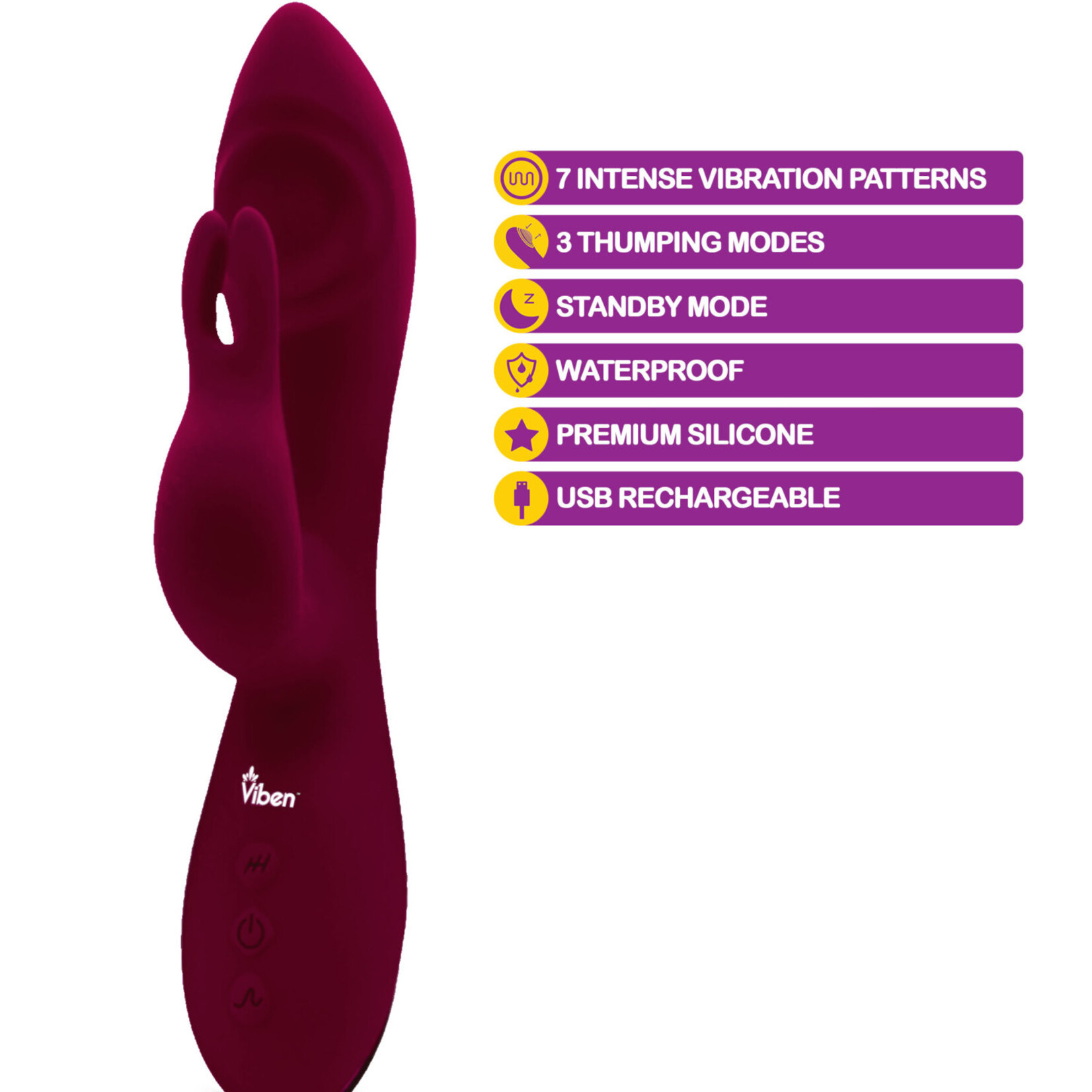 Viben Pzazz - Ruby - Rechargeable Thumping Rabbit