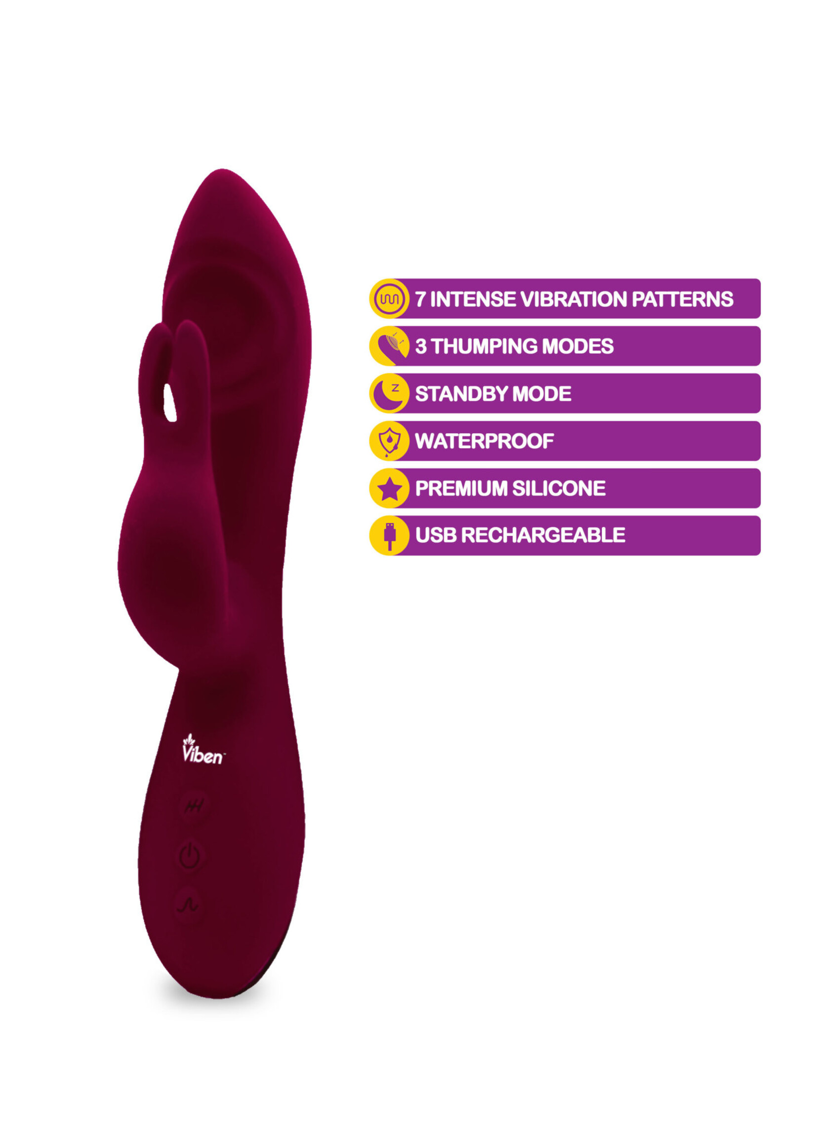 Viben Pzazz - Ruby - Rechargeable Thumping Rabbit