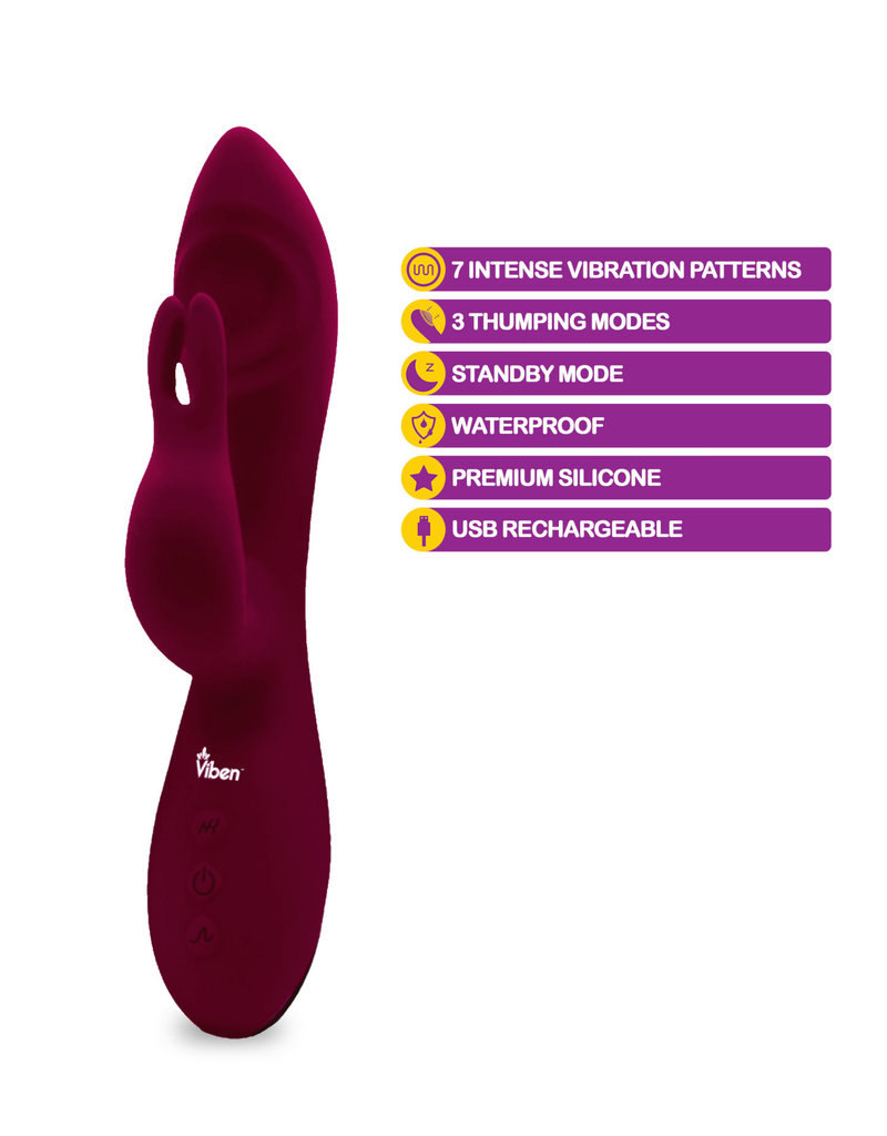 Viben Pzazz - Ruby - Rechargeable Thumping Rabbit