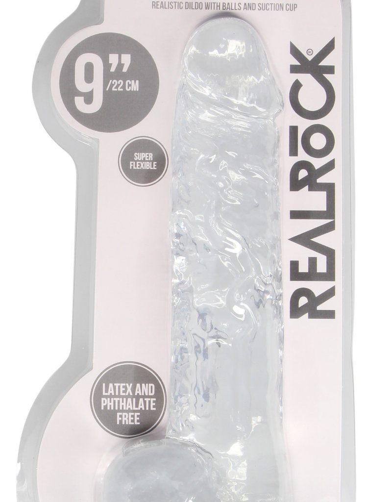 Shots RealRock 9 Inch Realistic Dildo With Balls - Clear