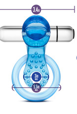 Blush Novelties Stay Hard 10 Function Vibrating Tongue Ring - Blue
