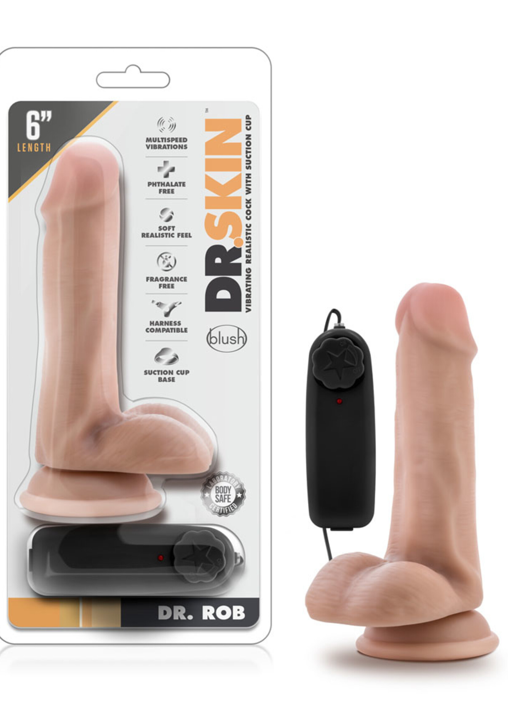 Blush Novelties Dr. Skin - Dr. Rob - 6 Inch Vibrating Cock With Suction Cup - Vanilla