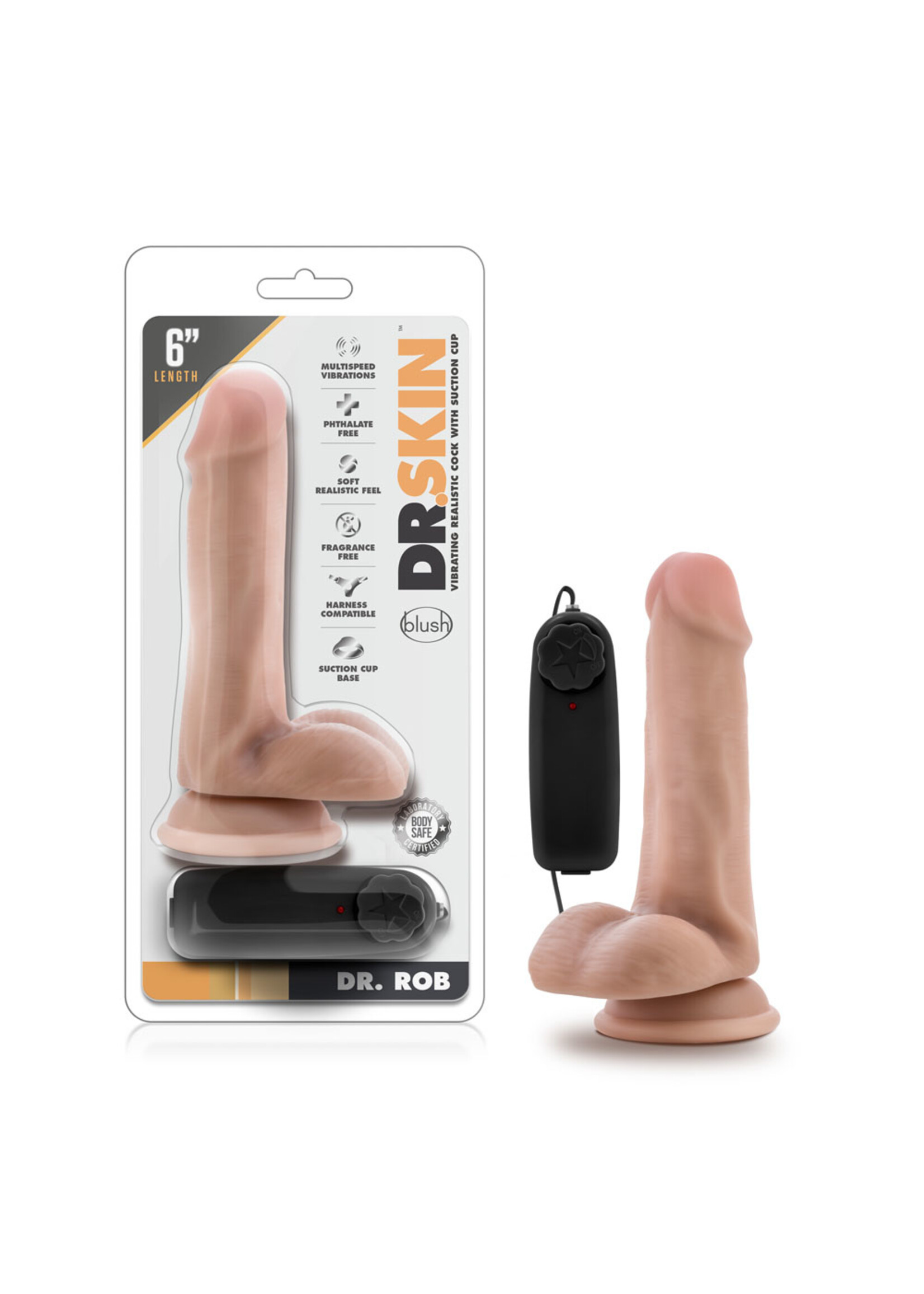 Blush Novelties Dr. Skin - Dr. Rob - 6 Inch Vibrating Cock With Suction Cup - Vanilla