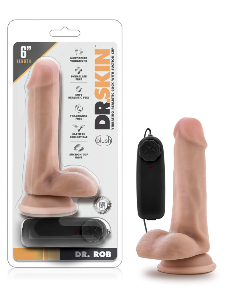 Blush Novelties Dr. Skin - Dr. Rob - 6 Inch Vibrating Cock With Suction Cup - Vanilla
