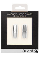 Shots Ouch! Shots Ouch Sensual Cylinder Magnetic Nipple Clamps - Silver