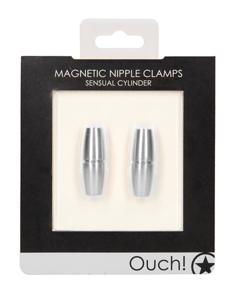 Shots Ouch! Shots Ouch Sensual Cylinder Magnetic Nipple Clamps - Silver