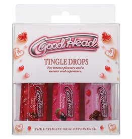 Doc Johnson GoodHead Tingle Drops Pack - 1 oz Chocolate/Chocolate Cherry/Chocolate Strawberry