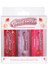 Doc Johnson GoodHead Warming Oral Delight Gel Pack - 2 oz Strawberry/Vanilla Cupcake/Chocolate Cherry