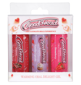 Doc Johnson GoodHead Warming Oral Delight Gel Pack - 2 oz Strawberry/Vanilla Cupcake/Chocolate Cherry