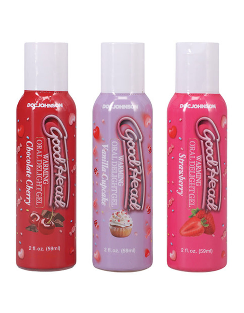 Doc Johnson GoodHead Warming Oral Delight Gel Pack - 2 oz Strawberry/Vanilla Cupcake/Chocolate Cherry