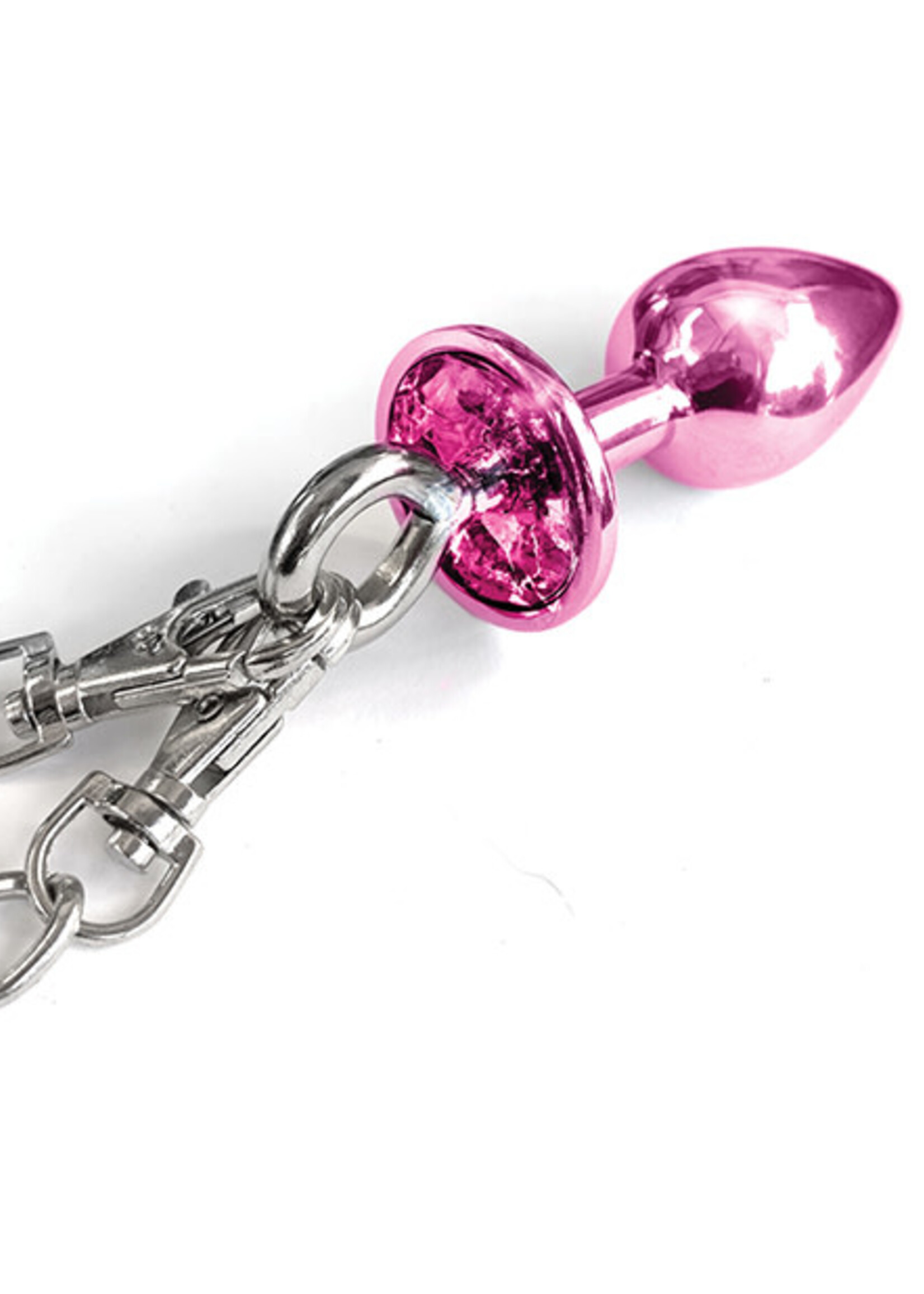 #LETSDOEIT Nixie Metal Butt Plug w/Inlaid Jewel & Fur Cuff Set