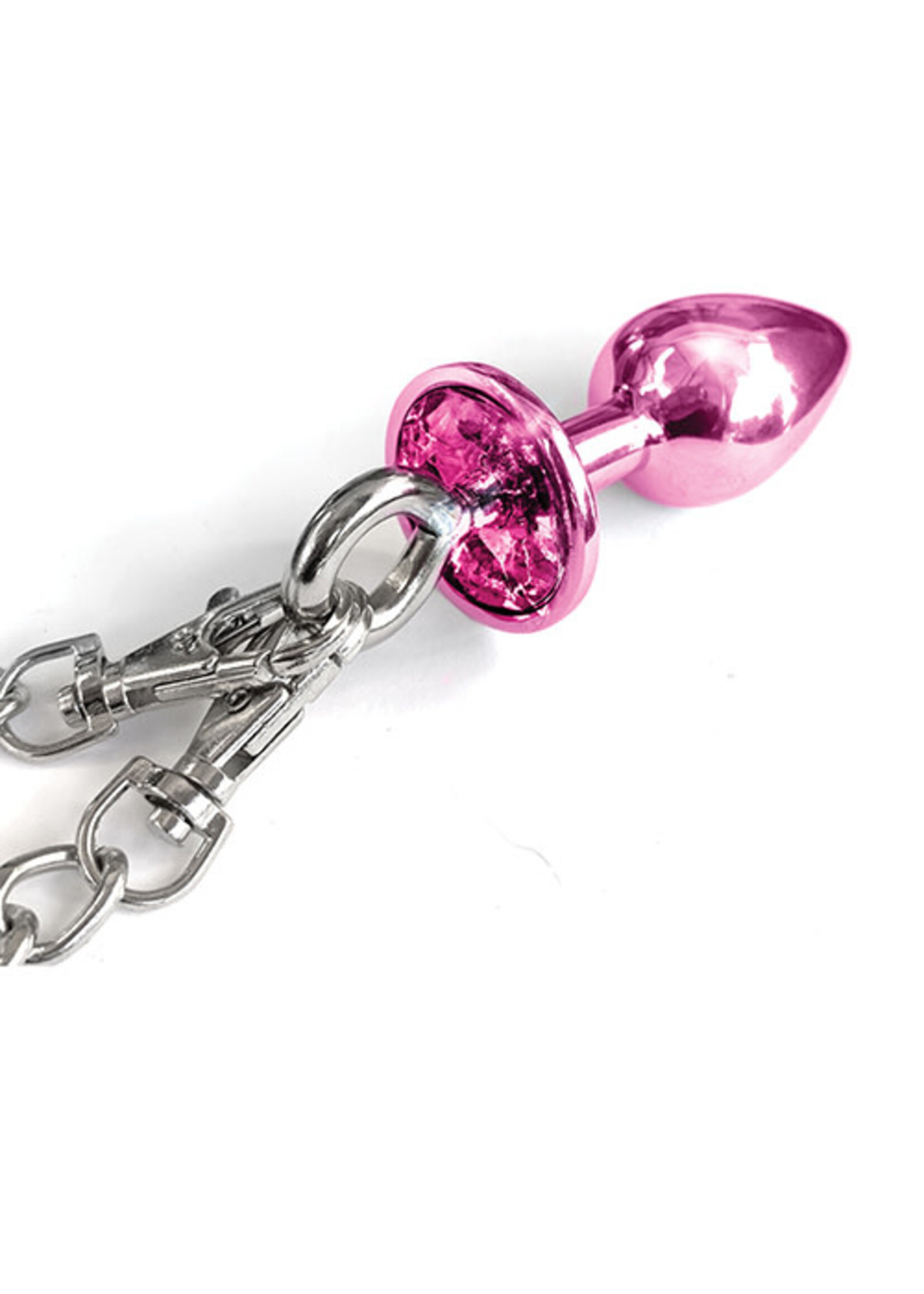 #LETSDOEIT Nixie Metal Butt Plug w/Inlaid Jewel & Fur Cuff Set