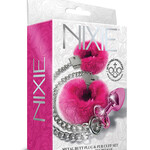 Nixie Nixie Metal Butt Plug w/Inlaid Jewel & Fur Cuff Set