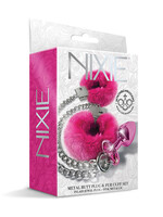 Nixie Nixie Metal Butt Plug w/Inlaid Jewel & Fur Cuff Set