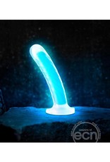 Blush Novelties Blush Neo Elite Glow in the Dark Tao 7" Silicone Dual Density Dildo - Neon Blue