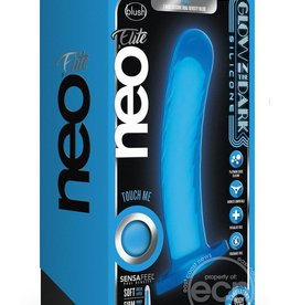 Blush Novelties Blush Neo Elite Glow in the Dark Tao 7" Silicone Dual Density Dildo - Neon Blue