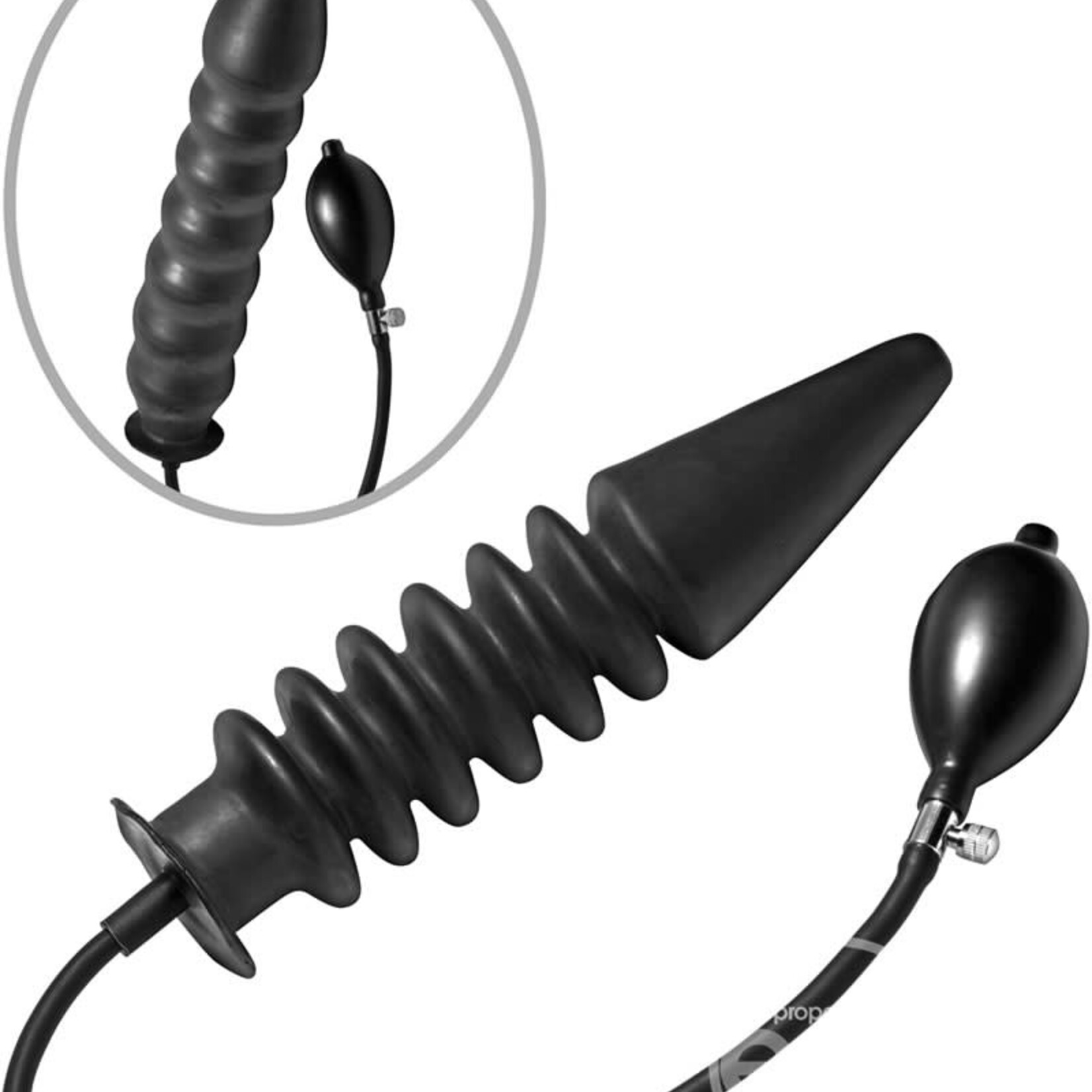 XR Brands Master Series Master Series Accordion Inflatable Xl Anal Plug Black 14.5 Inch