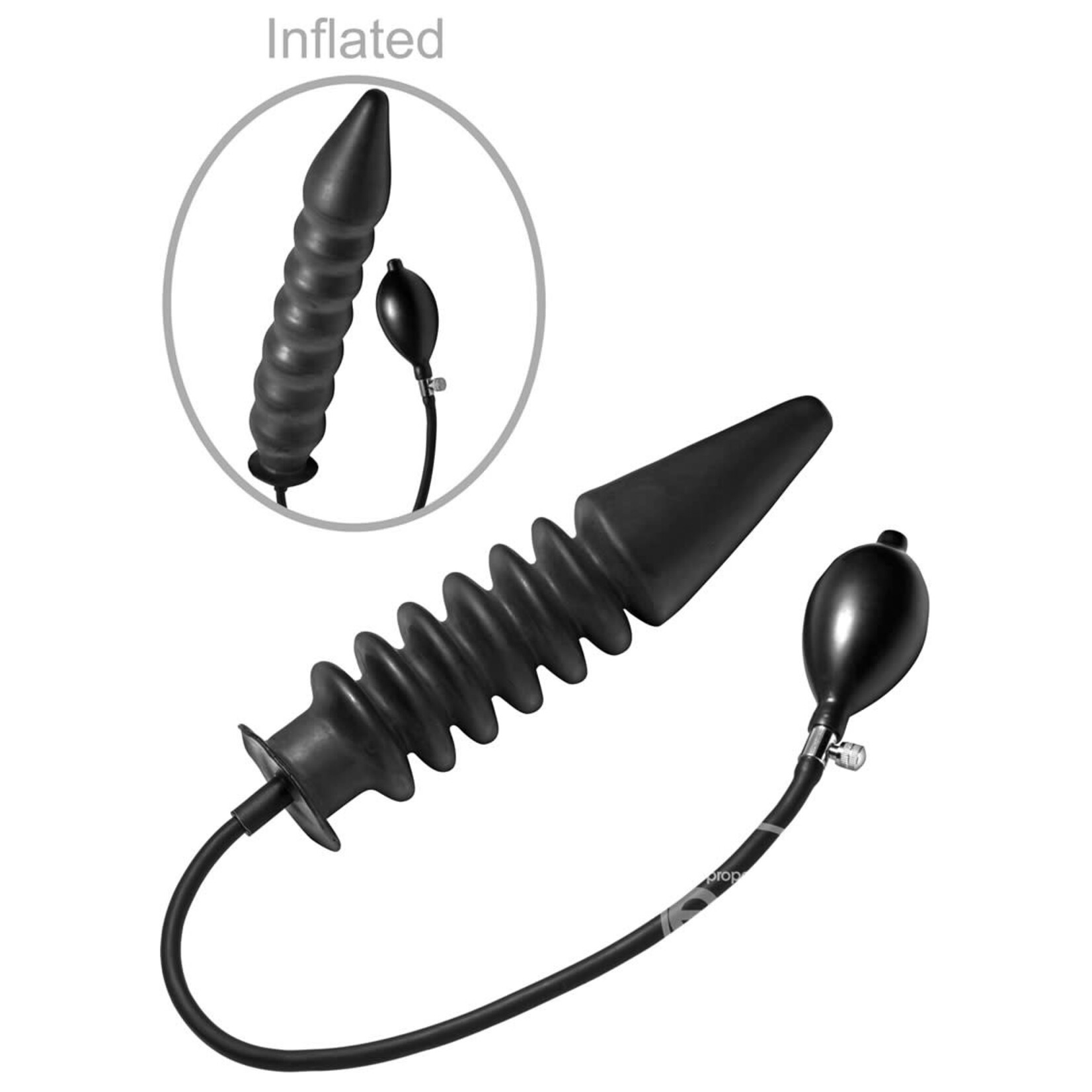 XR Brands Master Series Master Series Accordion Inflatable Xl Anal Plug Black 14.5 Inch