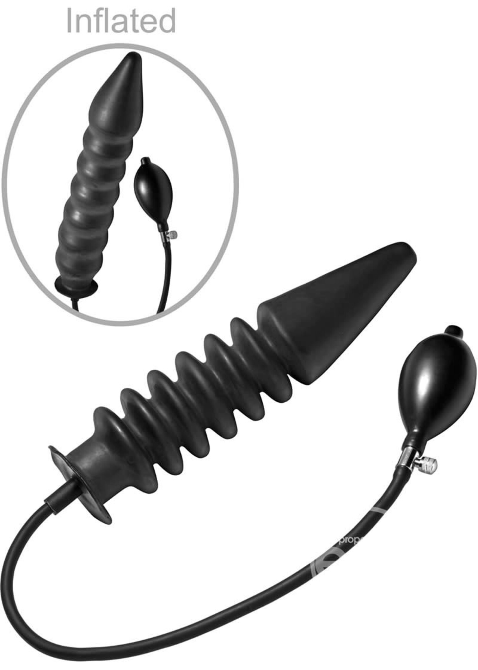 XR Brands Master Series Master Series Accordion Inflatable Xl Anal Plug Black 14.5 Inch