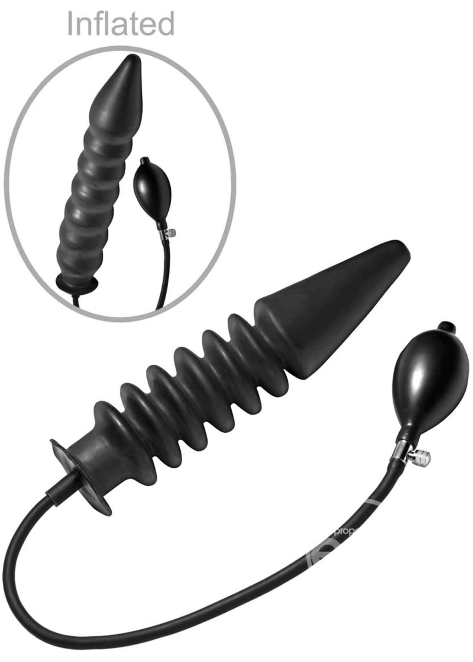 XR Brands Master Series Master Series Accordion Inflatable Xl Anal Plug Black 14.5 Inch
