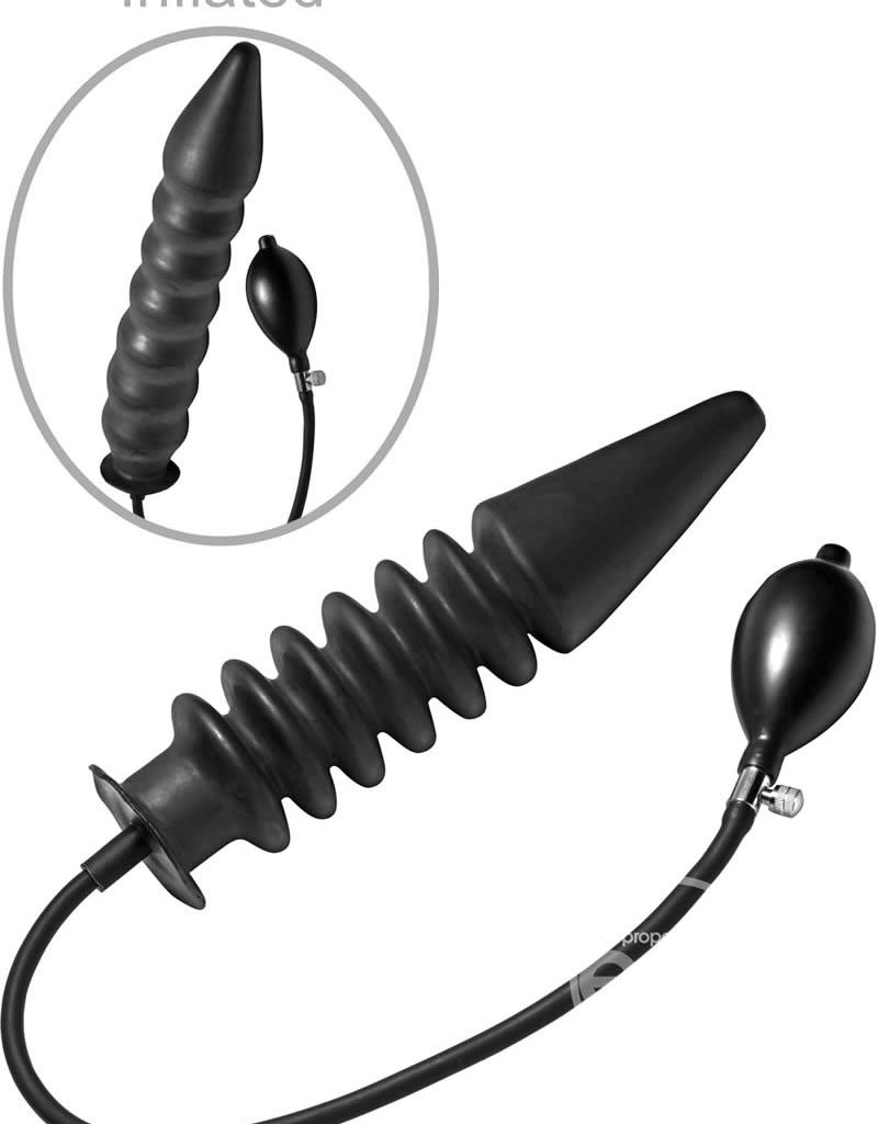 XR Brands Master Series Master Series Accordion Inflatable Xl Anal Plug Black 14.5 Inch