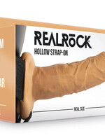 Shots RealRock Hollow Strap-on Without Balls 8 Inch - Tan