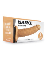 Shots RealRock Hollow Strap-on Without Balls 8 Inch - Tan