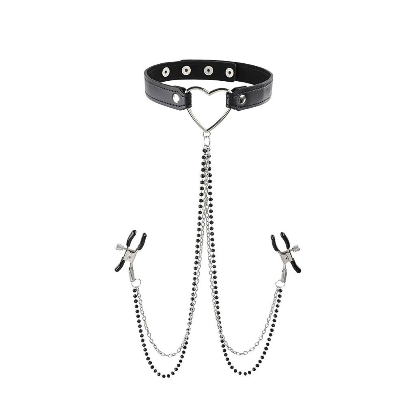 Sportsheets Amor Collar With Nipple Clamps - Black