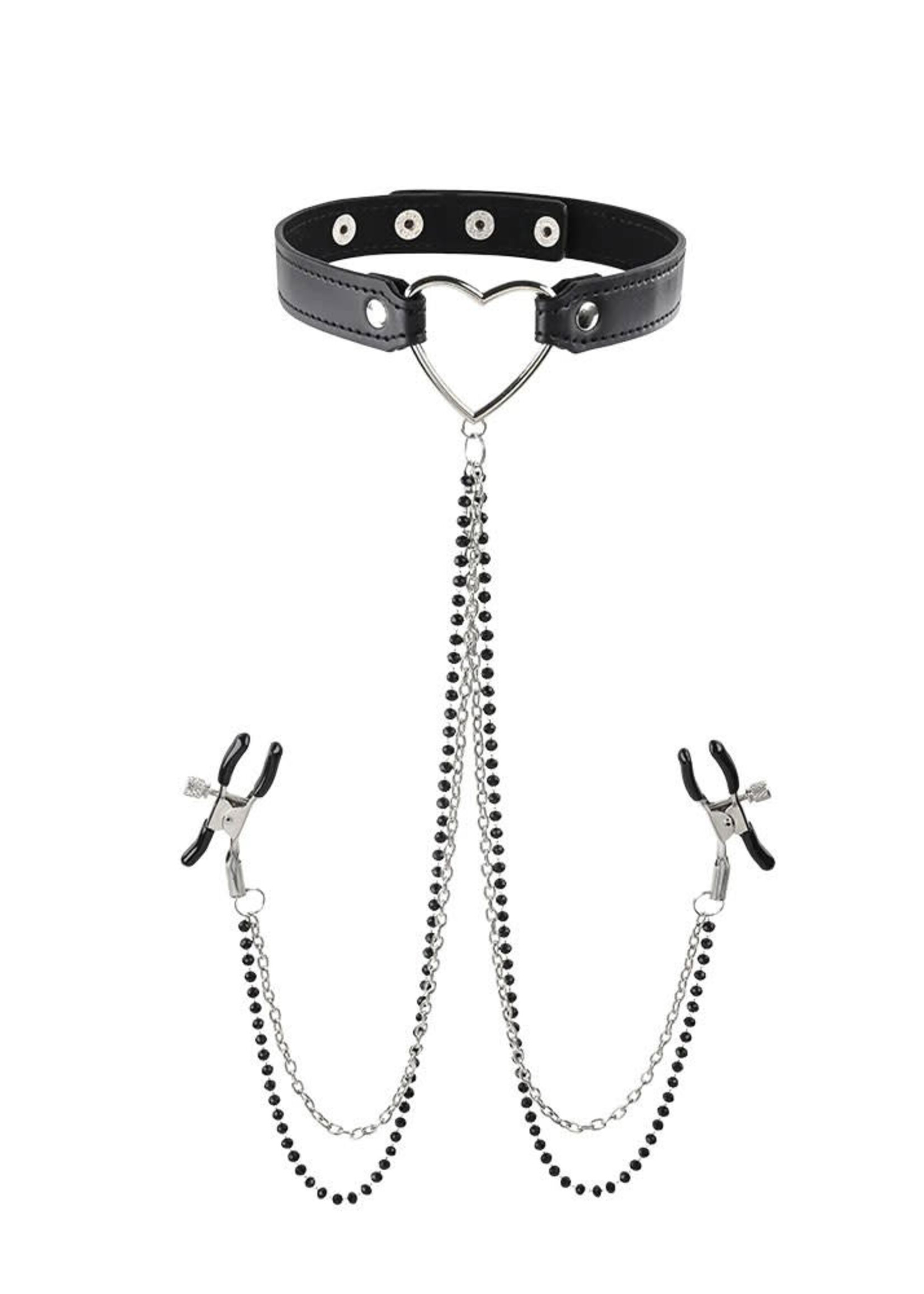 Sportsheets Amor Collar With Nipple Clamps - Black