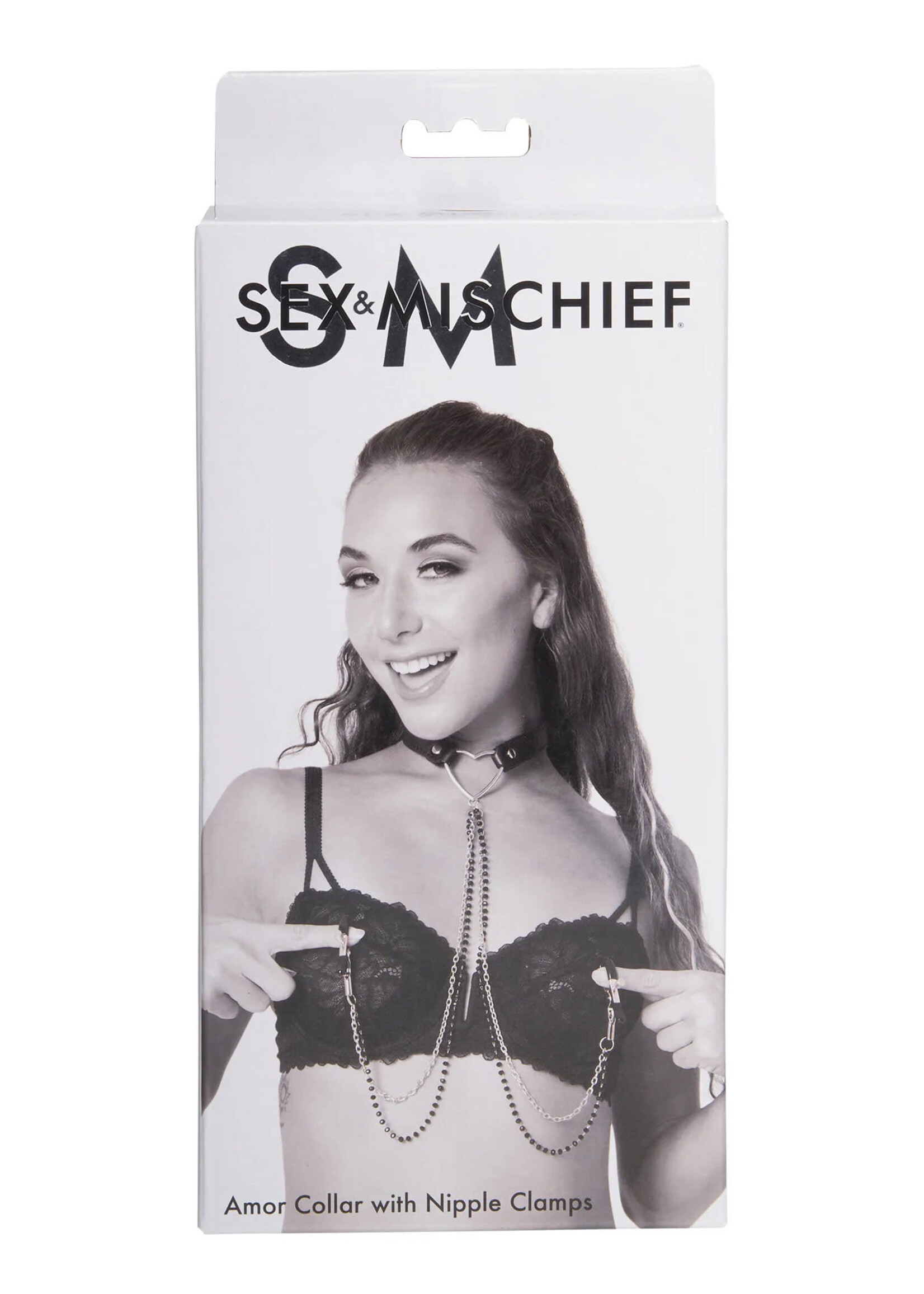 Sportsheets Amor Collar With Nipple Clamps - Black