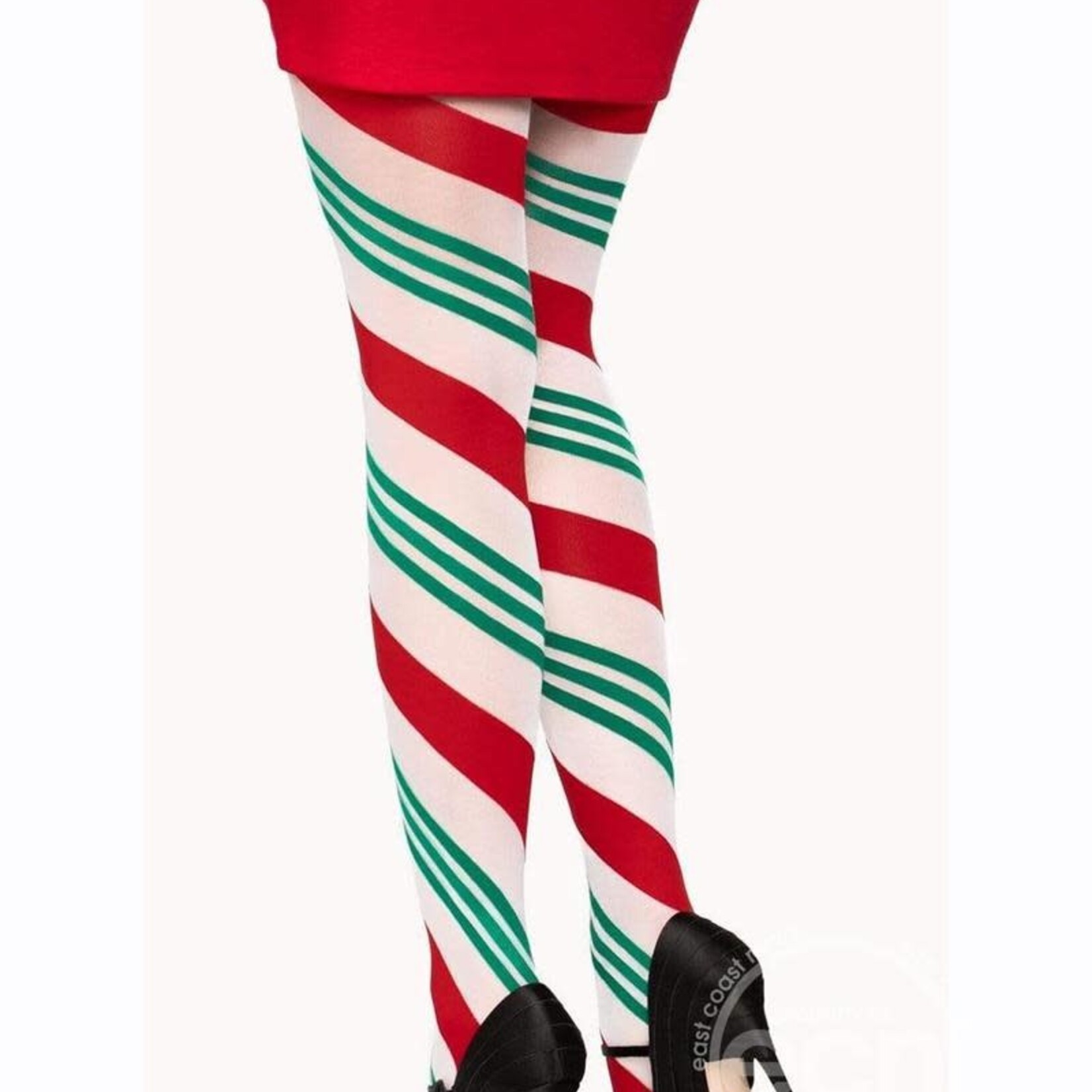 Leg Avenue Leg Avenue Holiday Ribbon Striped Tights - O/S - Green/Red